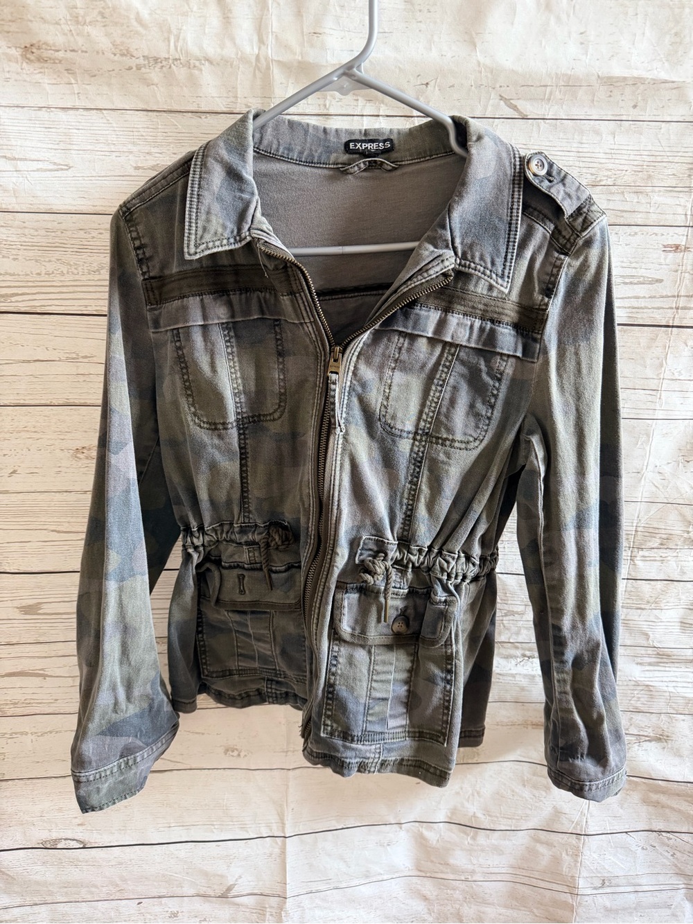 Express Olive Camouflage Utility Jacket